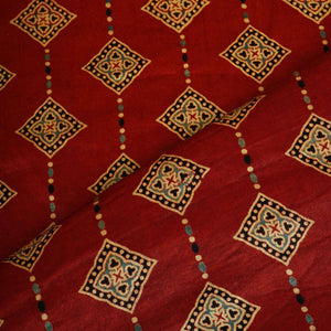 Red Floral Print Mashru Silk Fabric EEG-28396 - TradeUNO