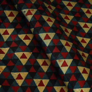Teal Blue Geometrical Print Mashru Silk Fabric EEG-28397 - TradeUNO