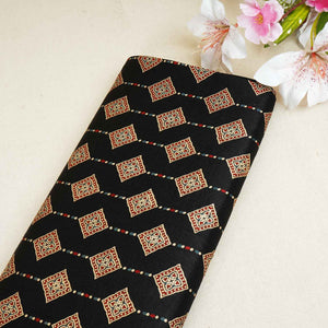 Black Floral Print Mashru Silk Fabric EEG-28398 - TradeUNO