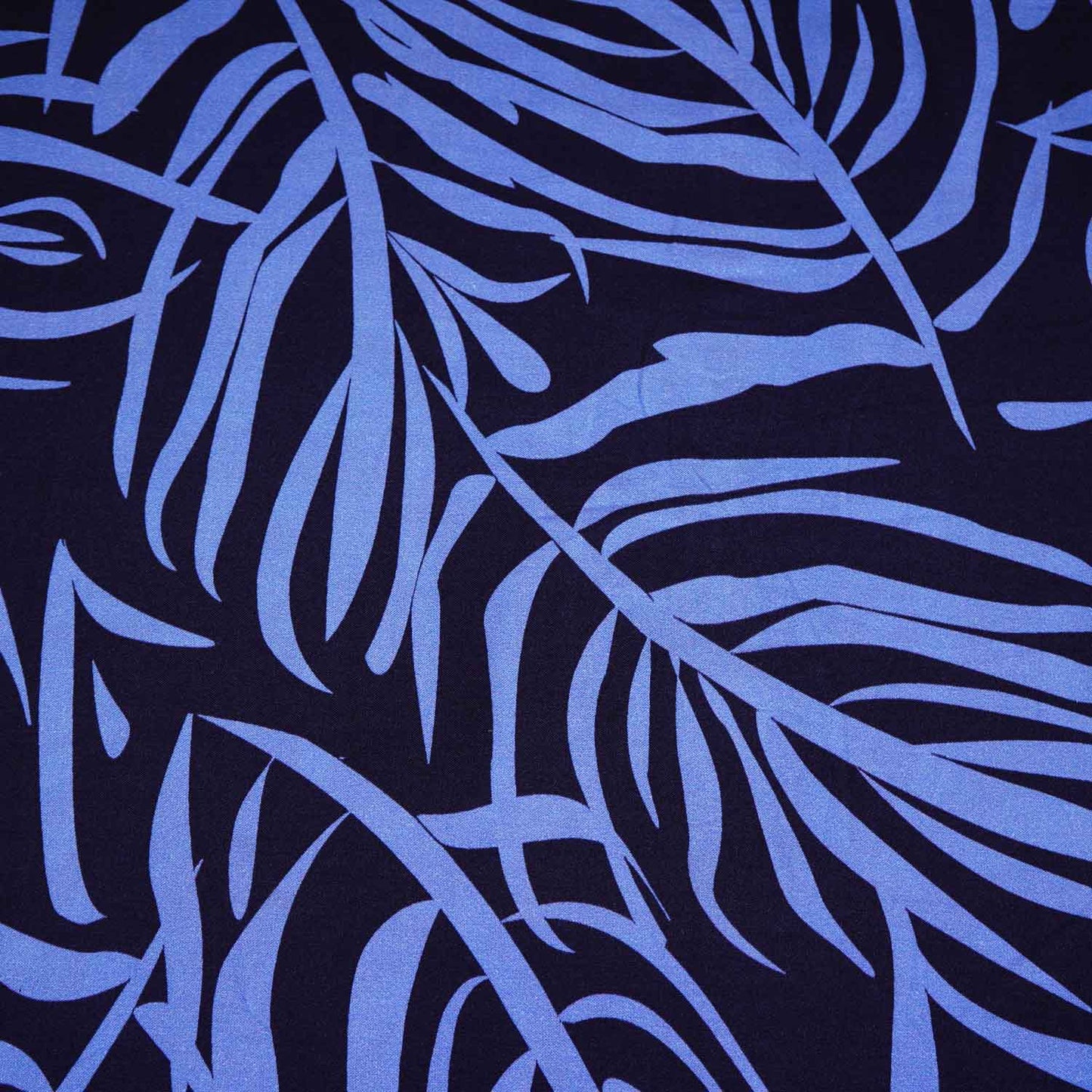 Blue And Black Floral print Rayon fabric TU-4193