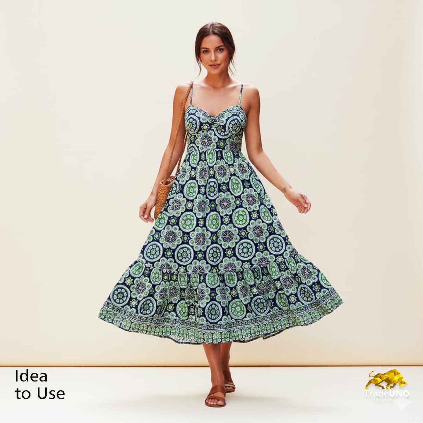 Black & Green HandBlock Print Cotton Fabric TU 4249