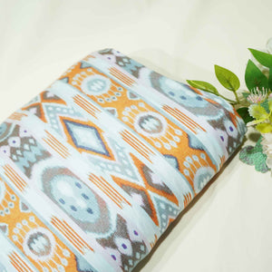 Viscose White & Orange Viscose Fabric TU 4381