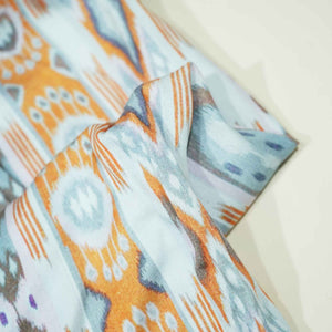 Viscose White & Orange Viscose Fabric TU 4381