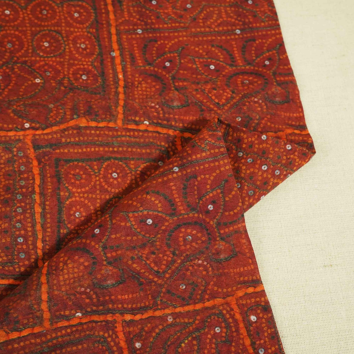 Maroon Bandhani Print Poly Viscose Fabric Viscose voile TU-5286