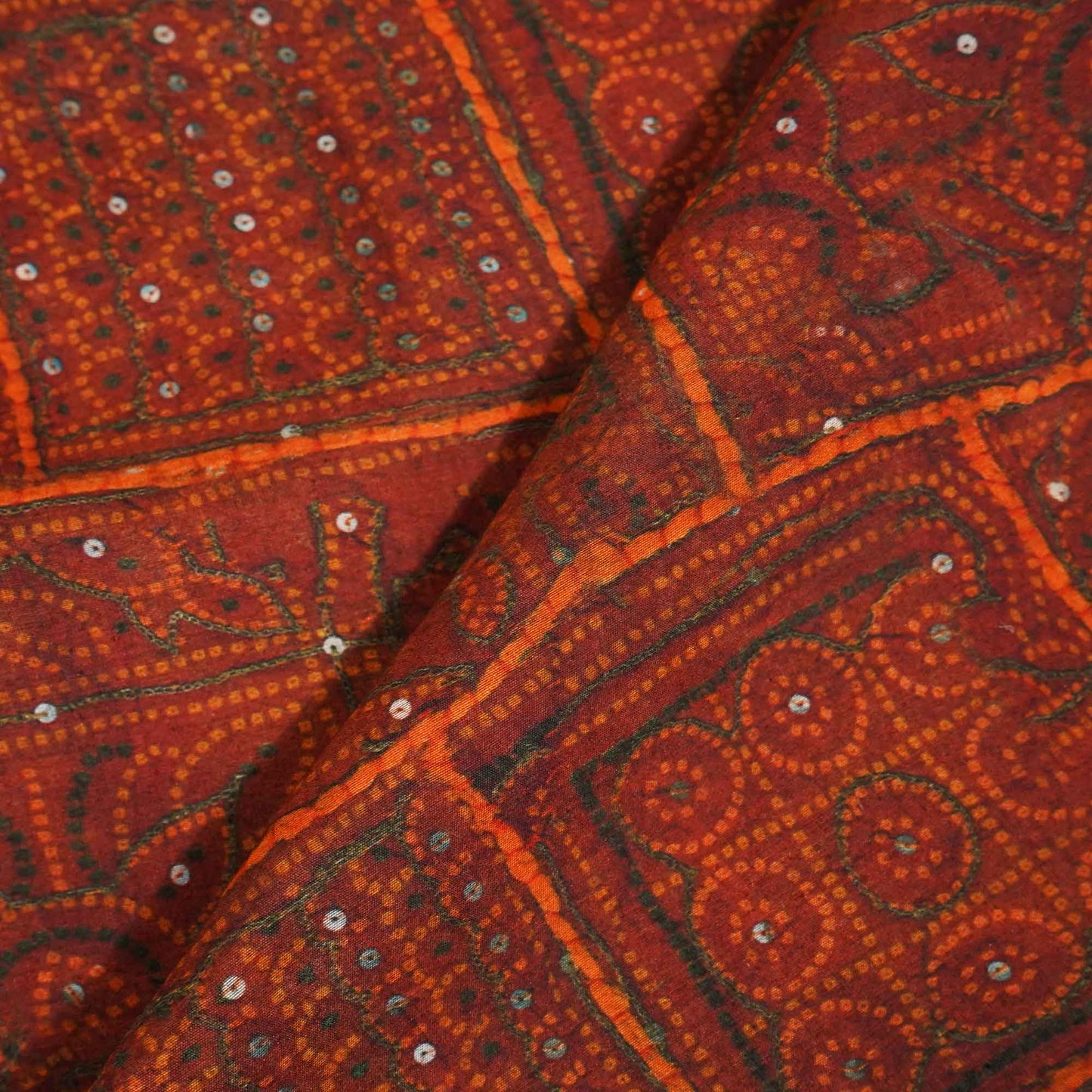 Maroon Bandhani Print Poly Viscose Fabric Viscose voile TU-5286
