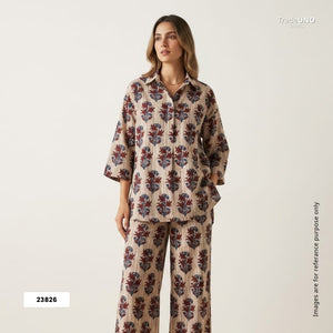 Beige Ajrakh Print Cotton Fabric 23826 - TradeUNO