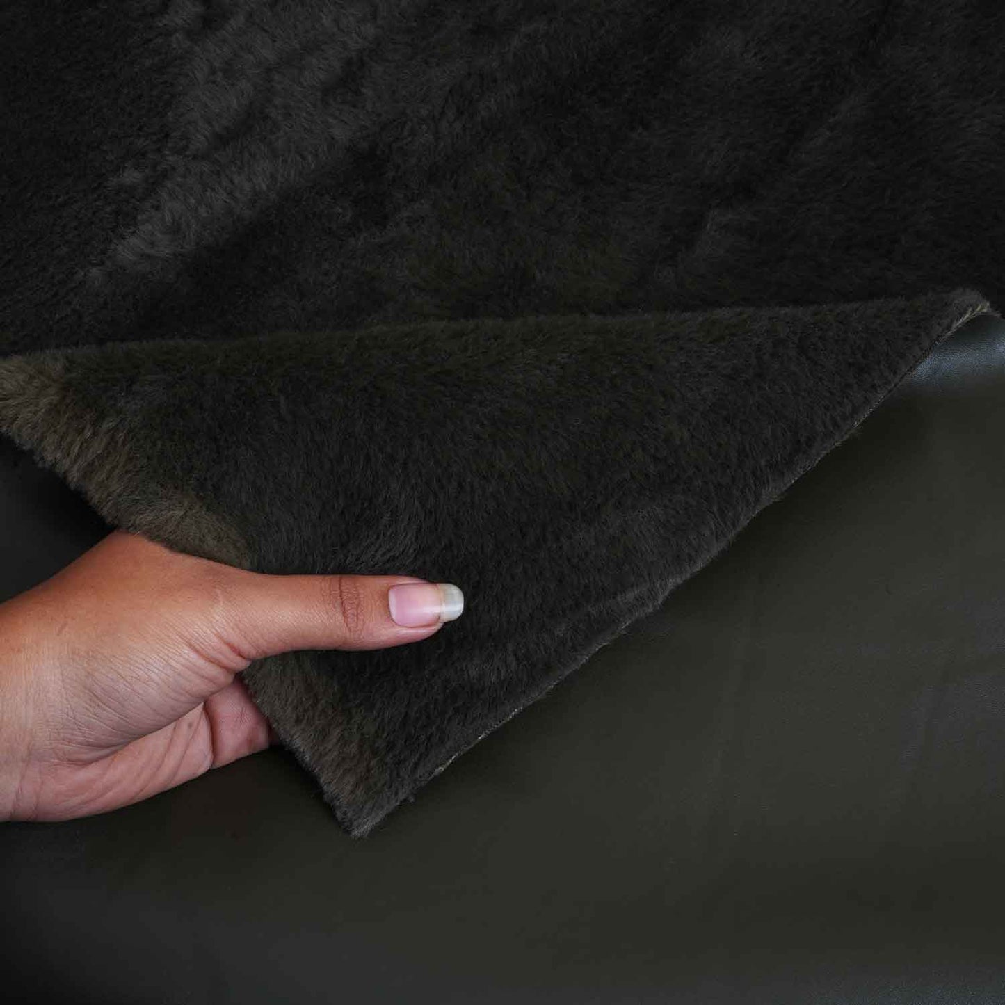 Green Solid Leather Fur Fabric PDM-28532