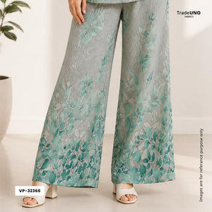 Sage Green & Black Floral Print Georgette Fabric VP-32366 - TradeUNO