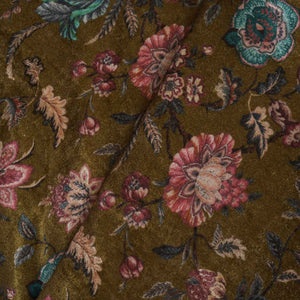 Parrot Green Floral Print Micro Velvet 9000 Fabric MF-28565 - TradeUNO