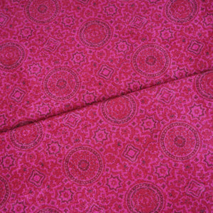 Pink Ajrakh Print Micro Velvet 9000 Fabric MF-28568 - TradeUNO