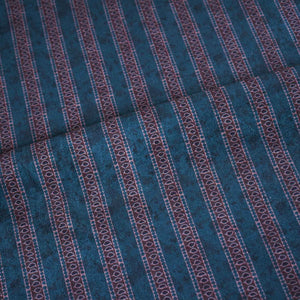 Teal Blue Strips Print Micro Velvet 9000 Fabric MF-28570 - TradeUNO