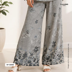 Charcol Grey & Black Floral Print Georgette Fabric VP-32368 - TradeUNO