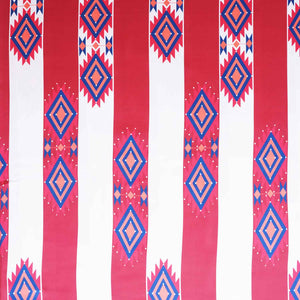 Cream & Red Strips Print Japan Satin Fabric MF-28580 - TradeUNO