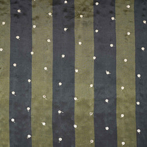 Dark Green & Green stripes embroidery Crepe Fabric MF-28589 - TradeUNO