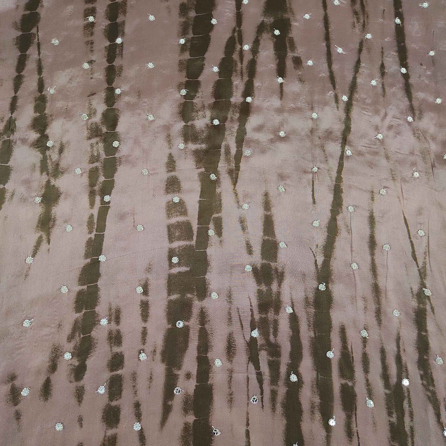 Olive Green Shibori Print Crepe Fabric MF-28590