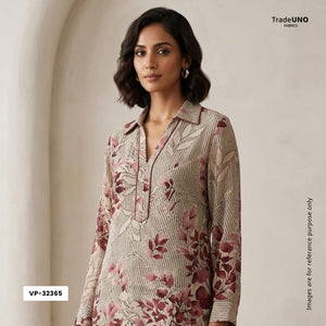 Maroon & Black Floral Print Georgette Fabric VP-32365 - TradeUNO