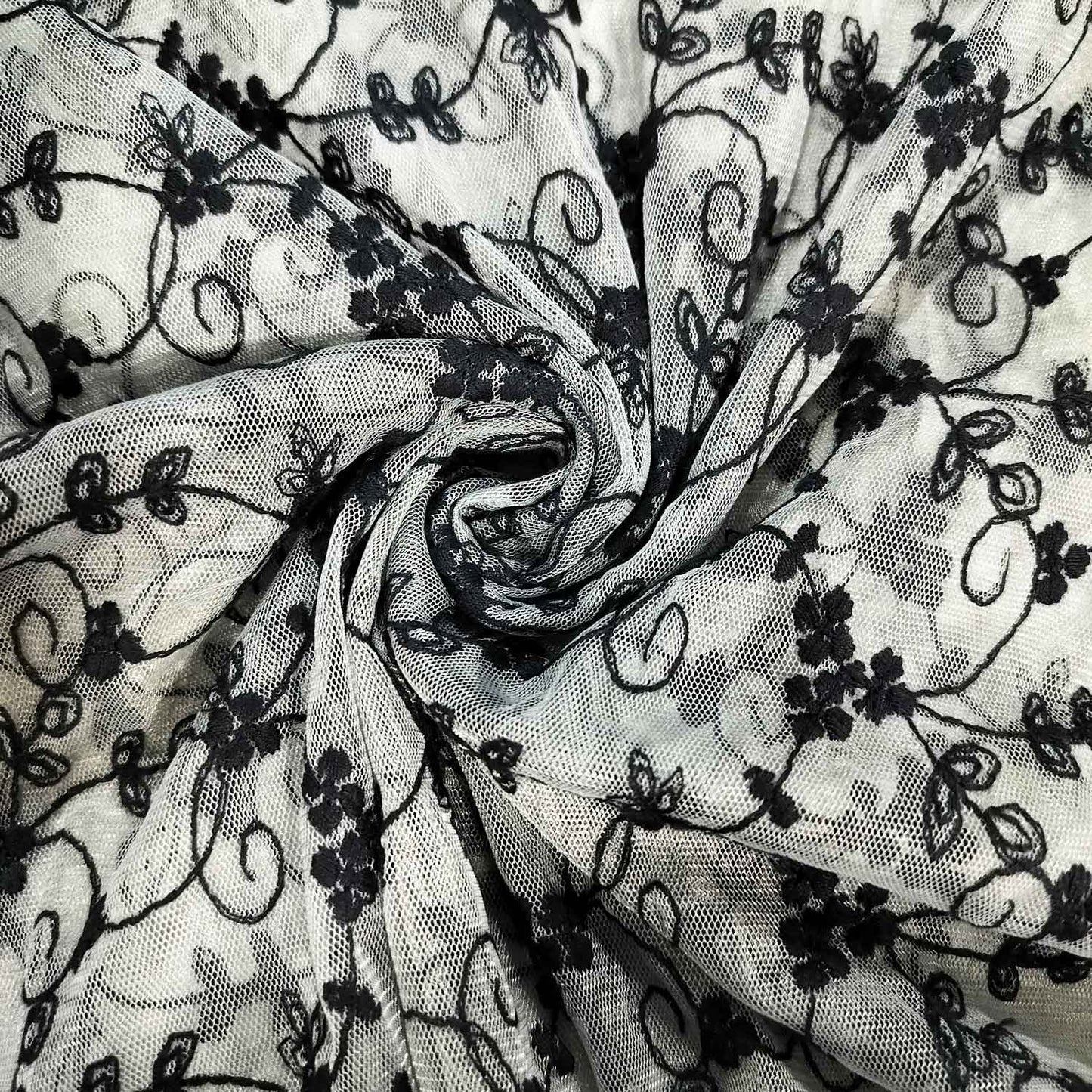 Grey Foloral print Crochet Fabric TU-6304