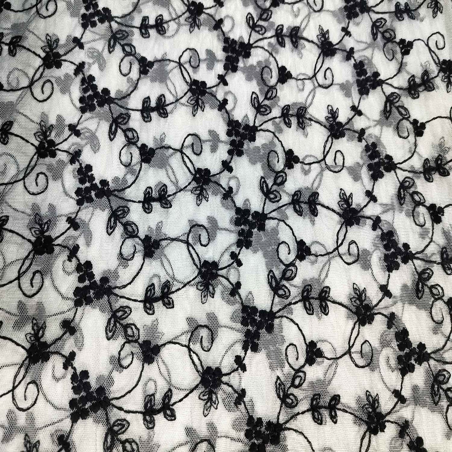 Grey Foloral print Crochet Fabric TU-6304