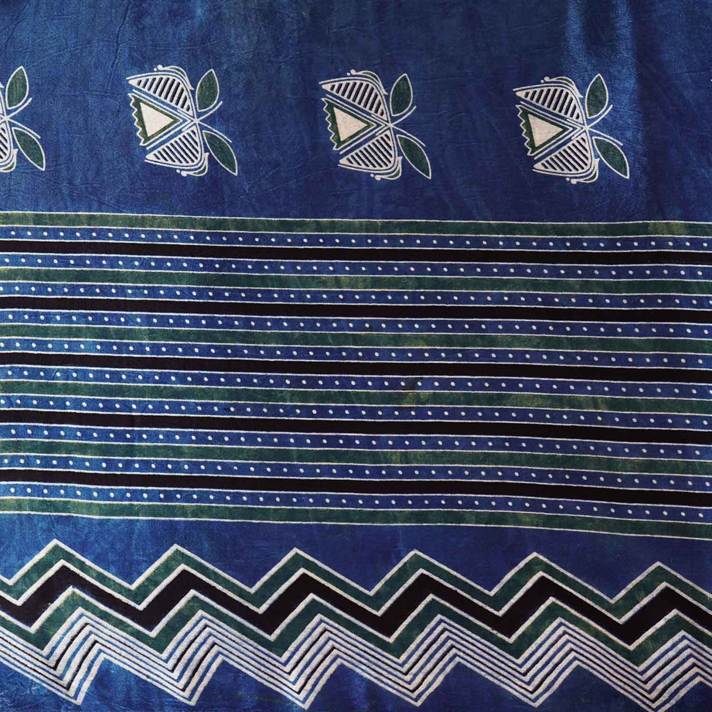 Blue Ajrakh Print Mashru Silk Fabric EEG-28633