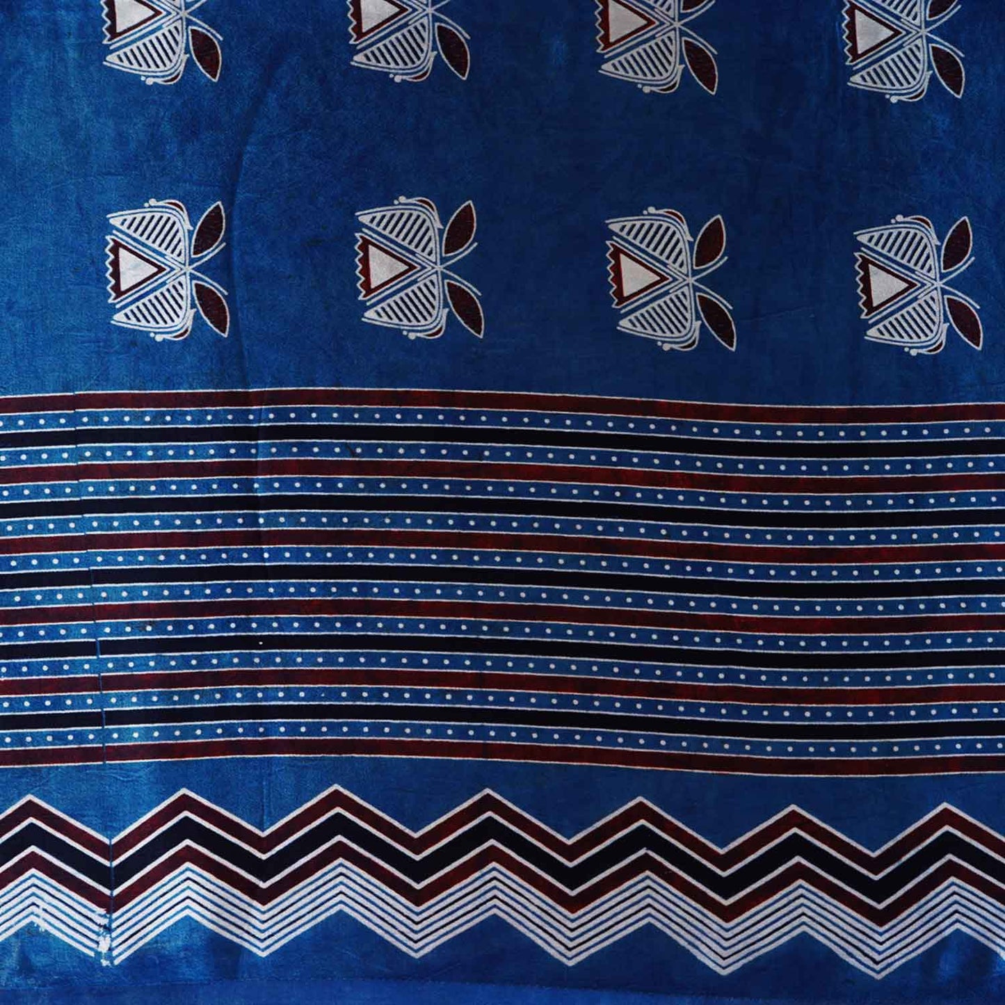 Blue Ajrakh Print Mashru Silk Fabric EEG-28634