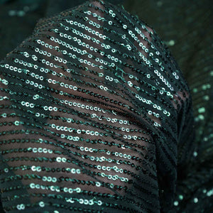 Green Embroidery Sequins Power Net Fabric - TradeUNO