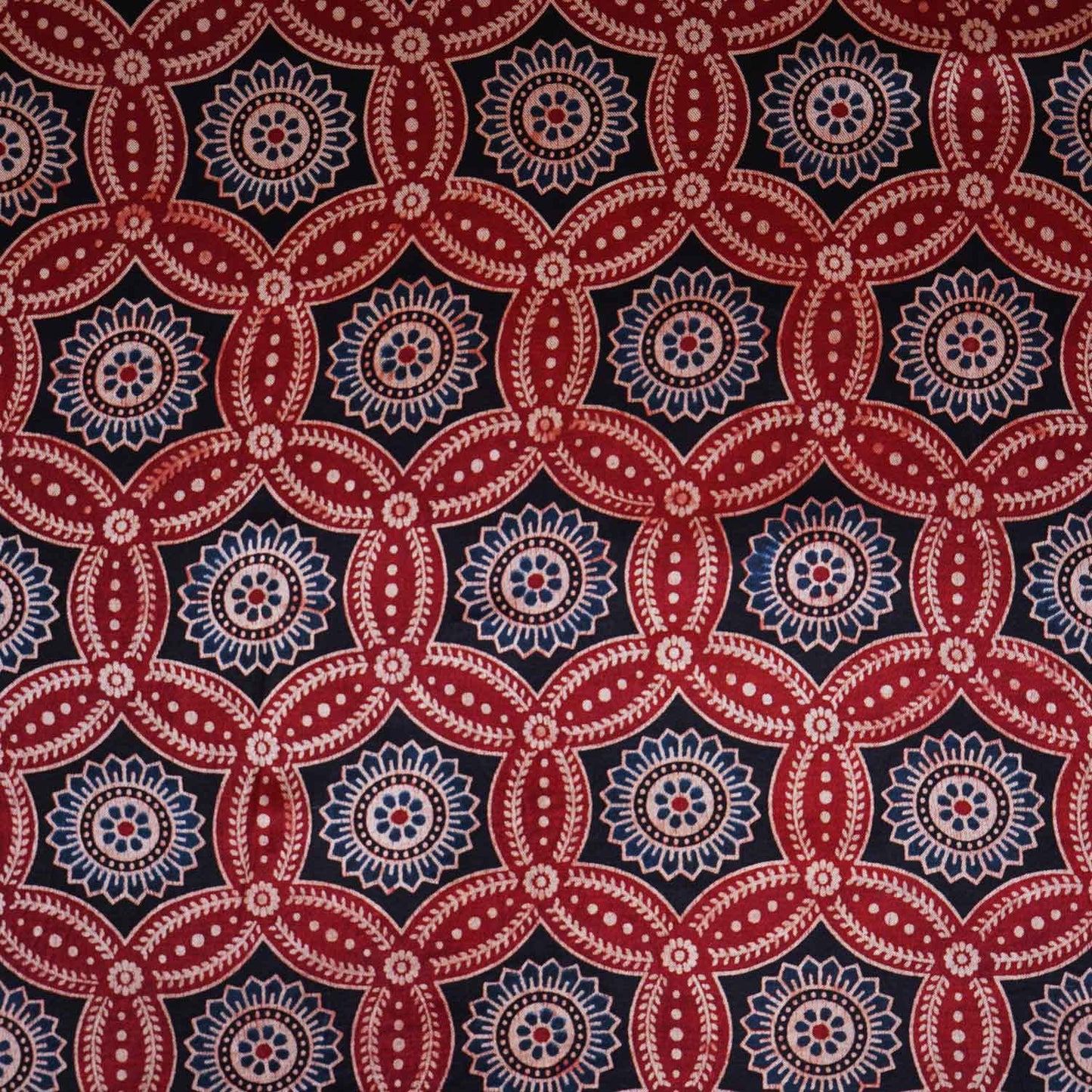 Red Ajrakh Print Mashru Silk Fabric EEG-28637