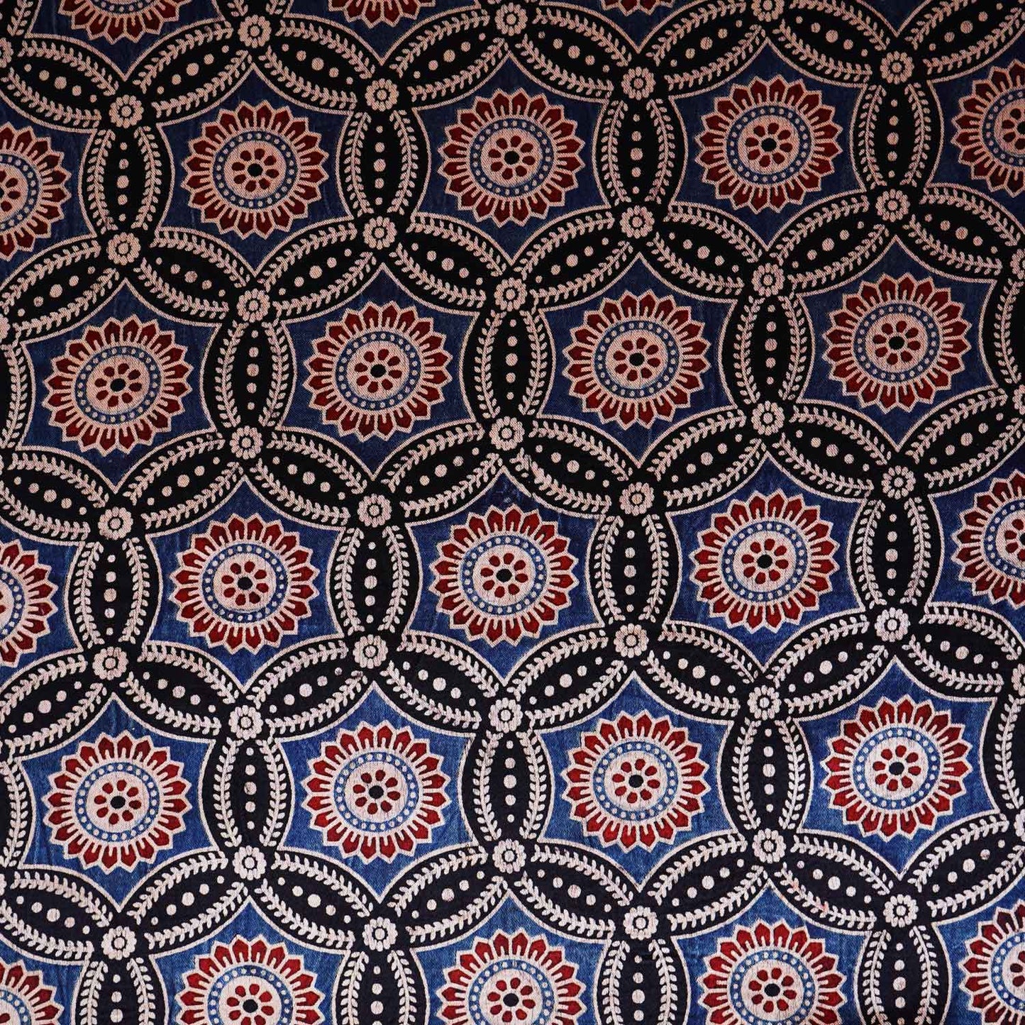 Black Ajrakh Print Mashru Silk Fabric EEG-28641