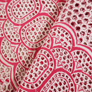 Pink & White Schiffli Embroidery Cotton TU-6436
