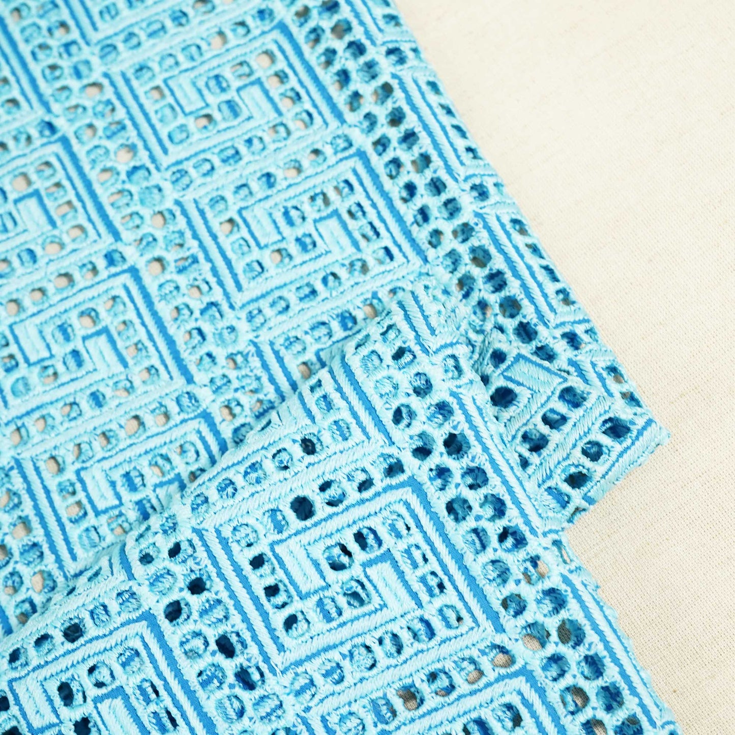 Blue Schiffli Embroidery Cotton TU-6438
