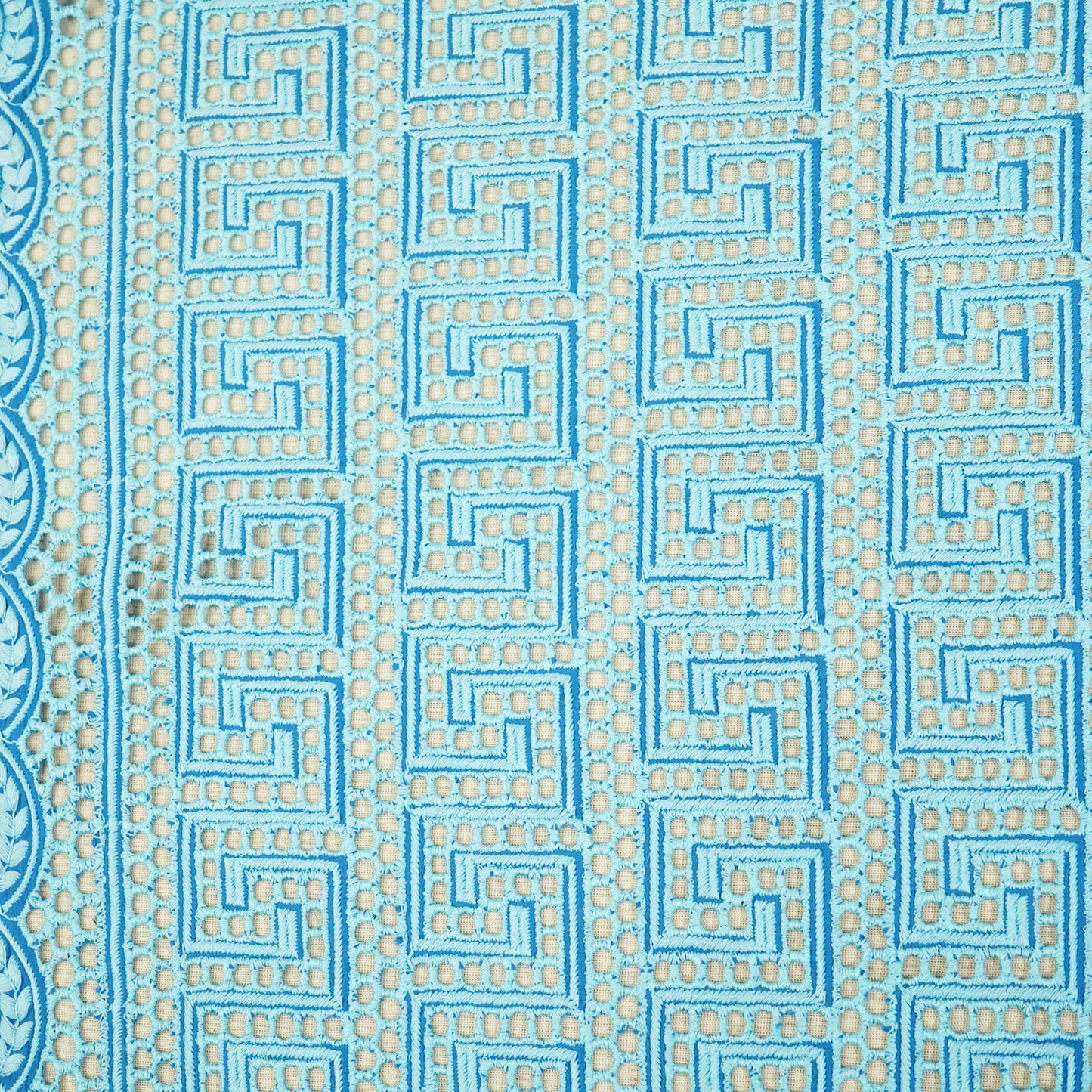Blue Schiffli Embroidery Cotton TU-6438