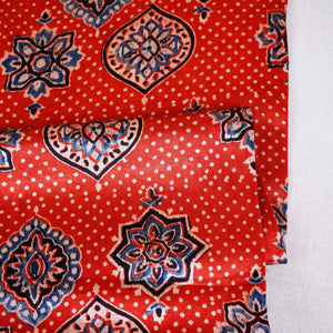 Red Ajrakh Print Mashru Silk Fabric EEG-28655 - TradeUNO