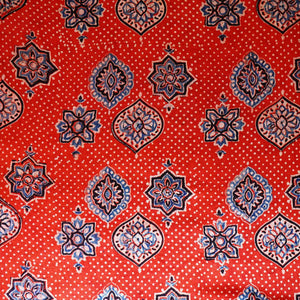 Red Ajrakh Print Mashru Silk Fabric EEG-28655 - TradeUNO