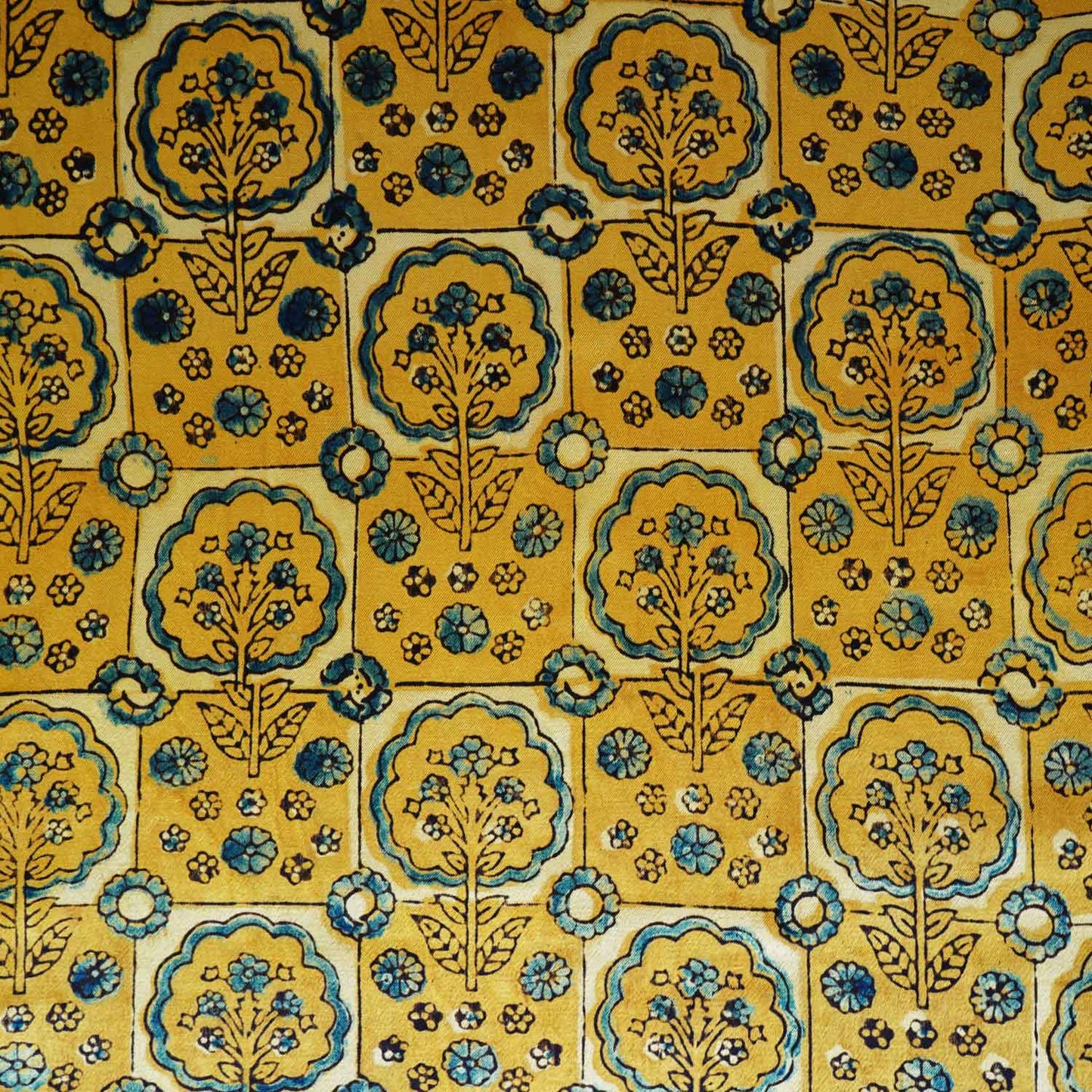 Mustard Yellow Ajrakh Print Mashru Silk Fabric EEG-28658