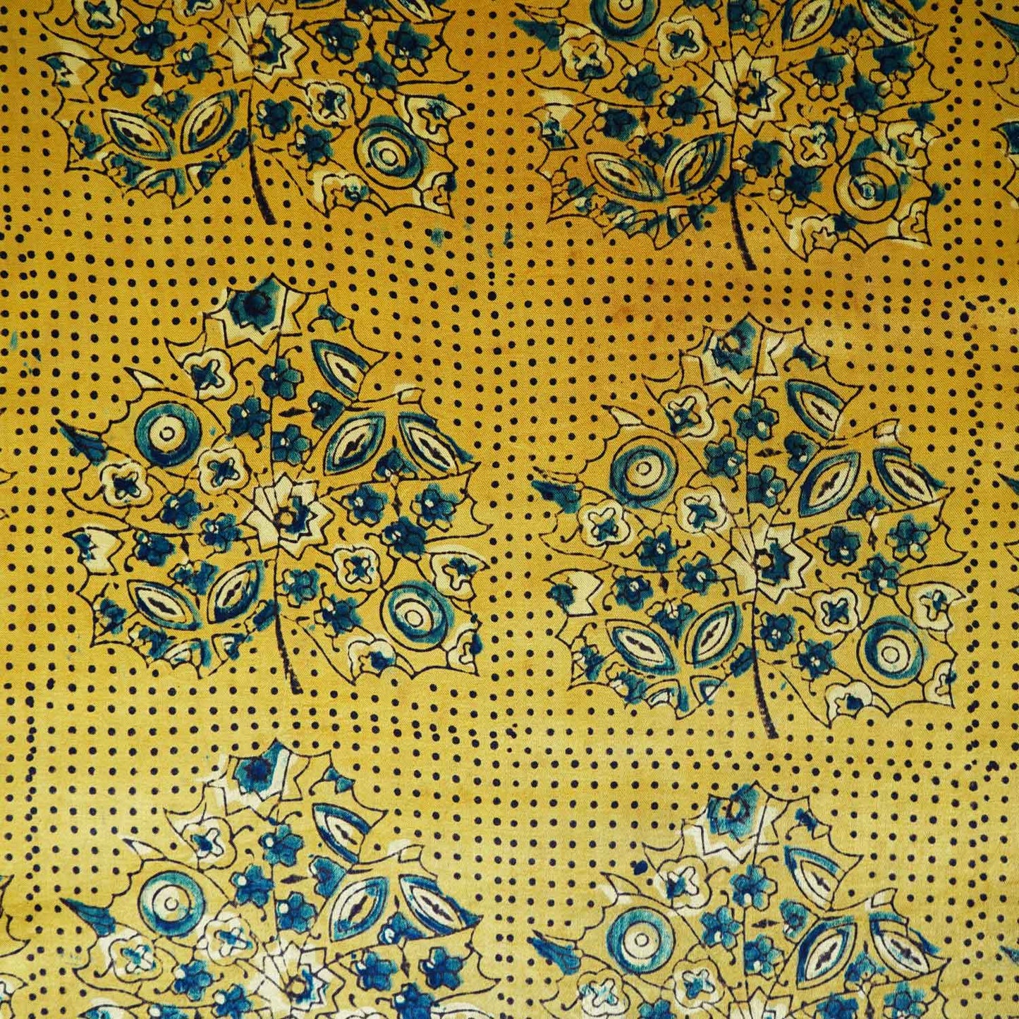 Mustard Yellow Ajrakh Print Mashru Silk Fabric EEG-28660