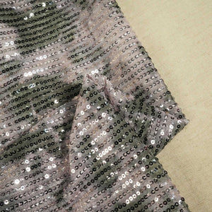 Drak Green With Light Pink Sequence Embroidery Net Lycra Fabric Net Lycra Sequence TU-6635