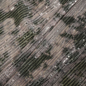 Drak Green With Light Pink Sequence Embroidery Net Lycra Fabric Net Lycra Sequence TU-6635