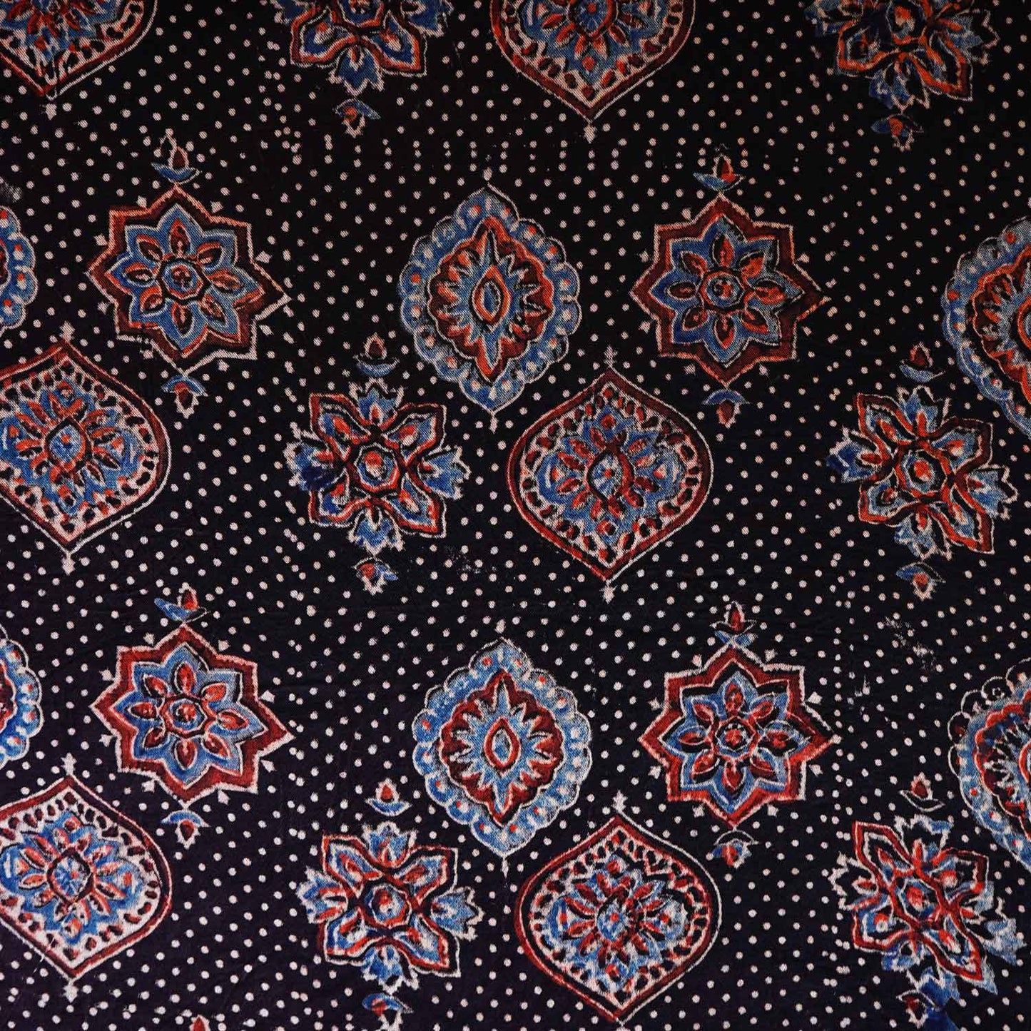 Black Ajrakh Print Mashru Silk Fabric EEG-28665