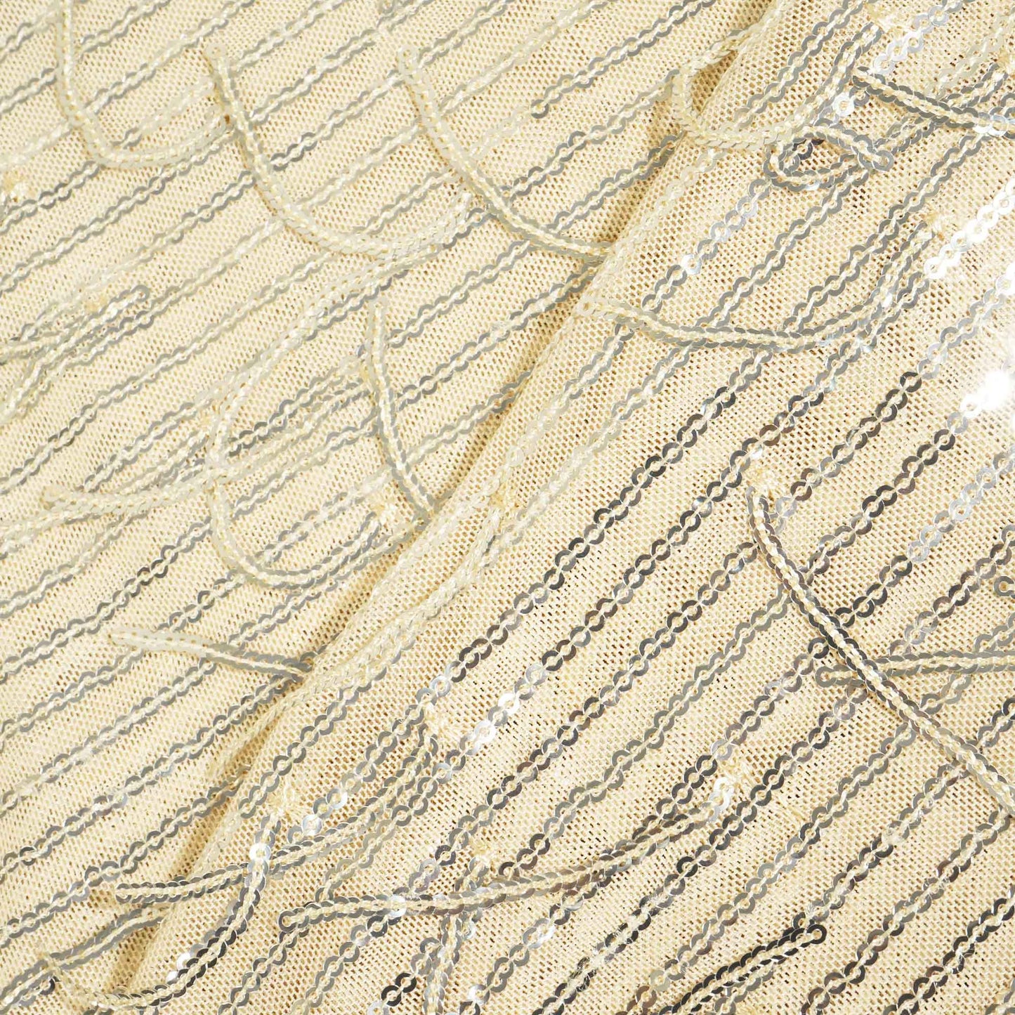beige with silver sequence sequence embroidery net lycra fabric net sequence TU-6652