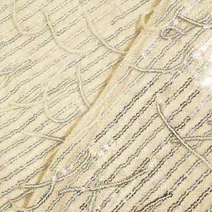 beige with silver sequence sequence embroidery net lycra fabric net sequence TU-6652