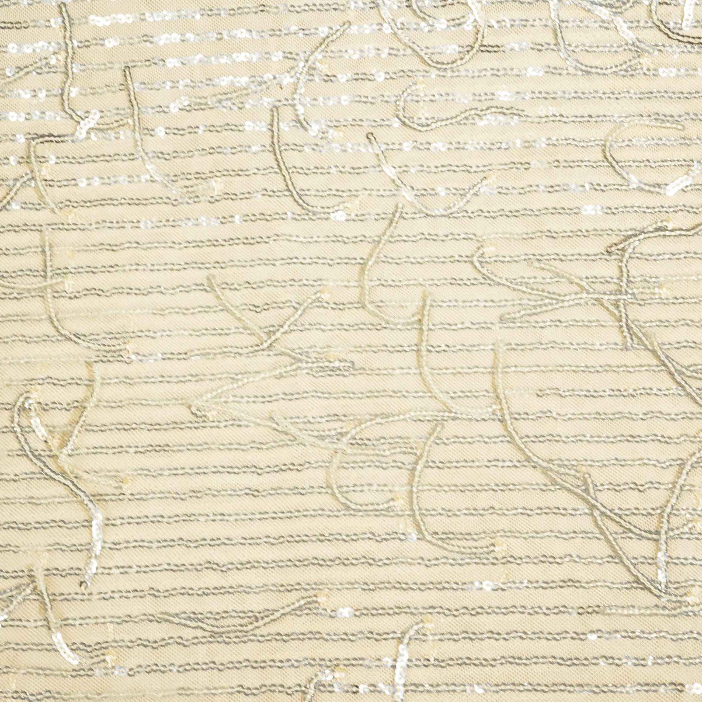 beige with silver sequence sequence embroidery net lycra fabric net sequence TU-6652