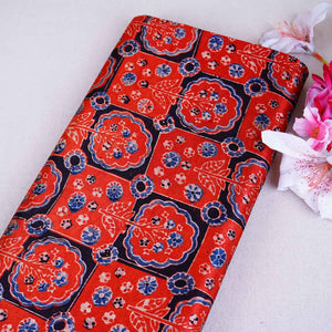 Red Ajrakh Print Mashru Silk Fabric EEG-28667 - TradeUNO
