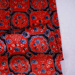 Red Ajrakh Print Mashru Silk Fabric EEG-28667 - TradeUNO