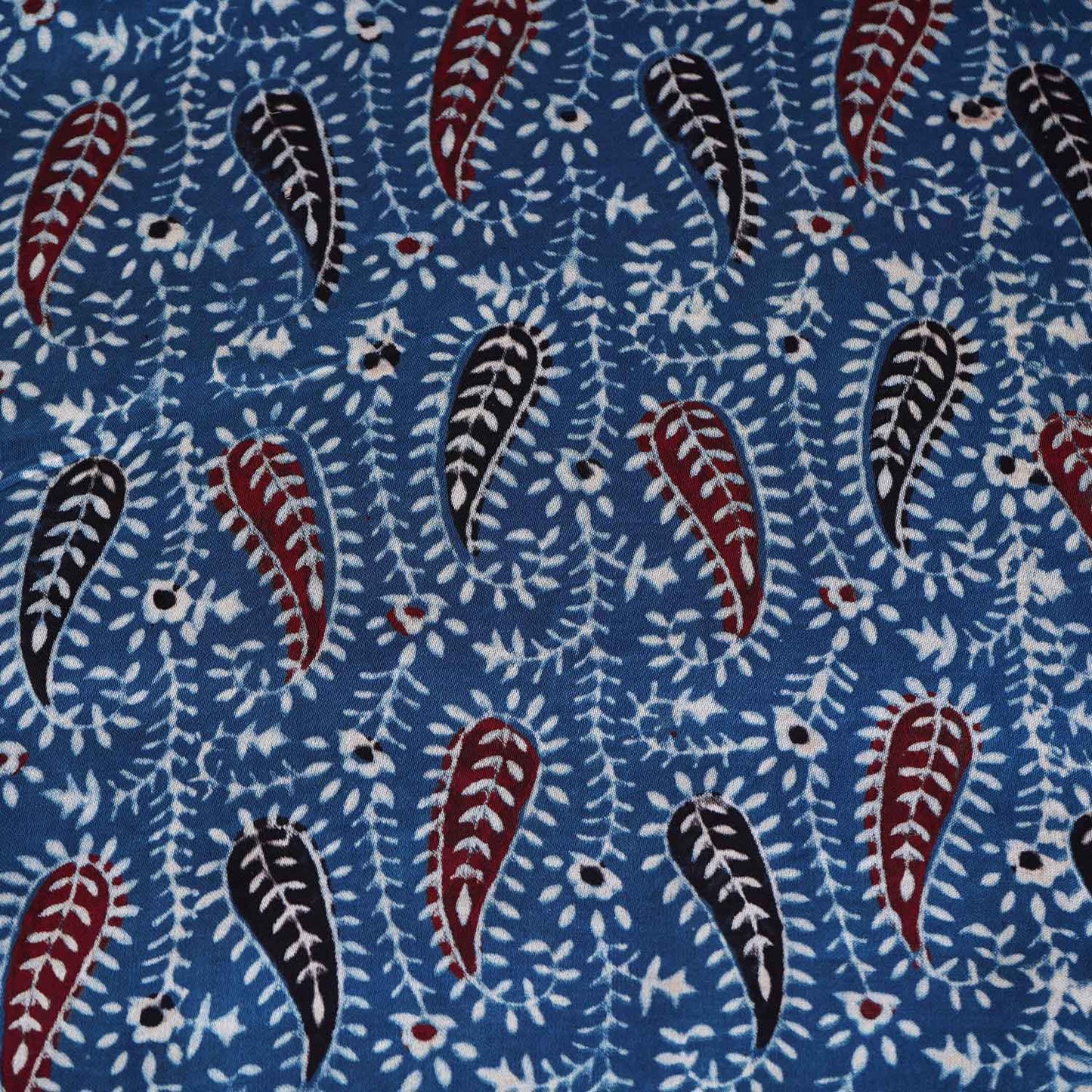 Blue Floral Print Modal Satin Fabric EEG-28670