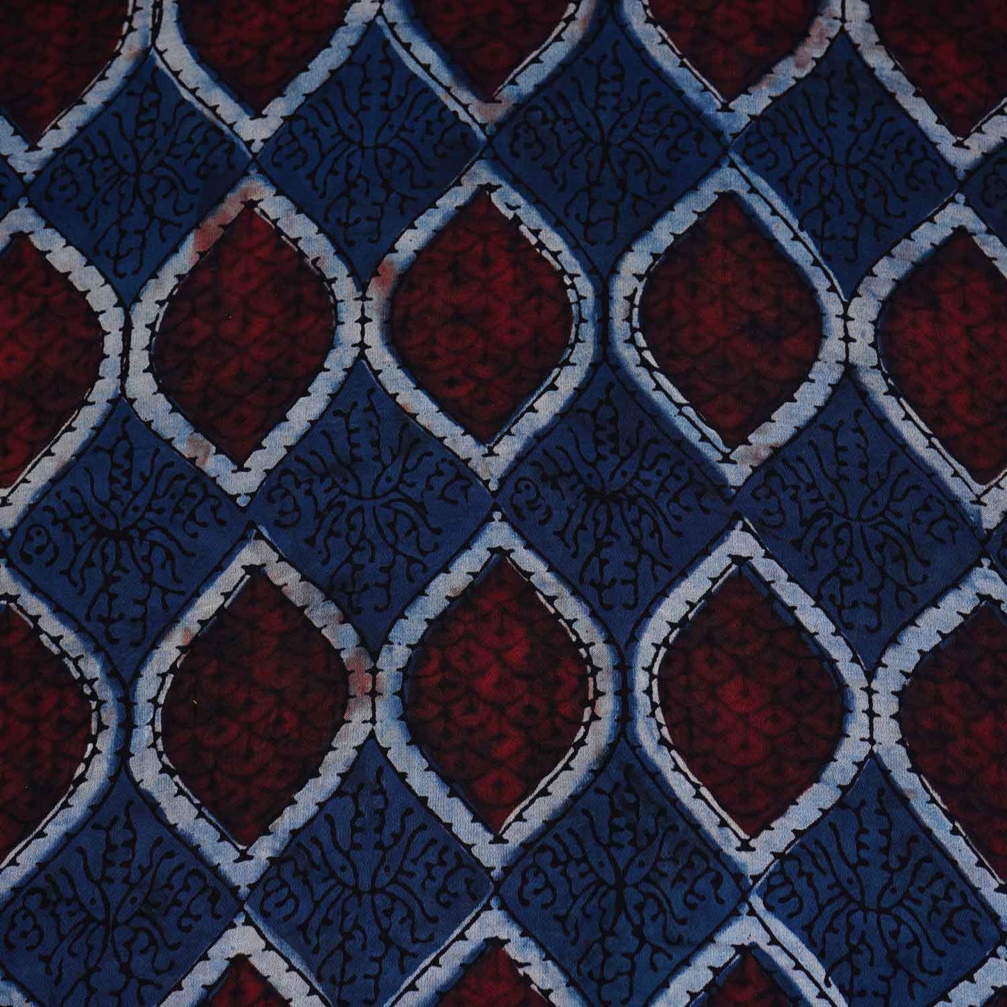 Blue Floral Print Modal Satin Fabric EEG-28677