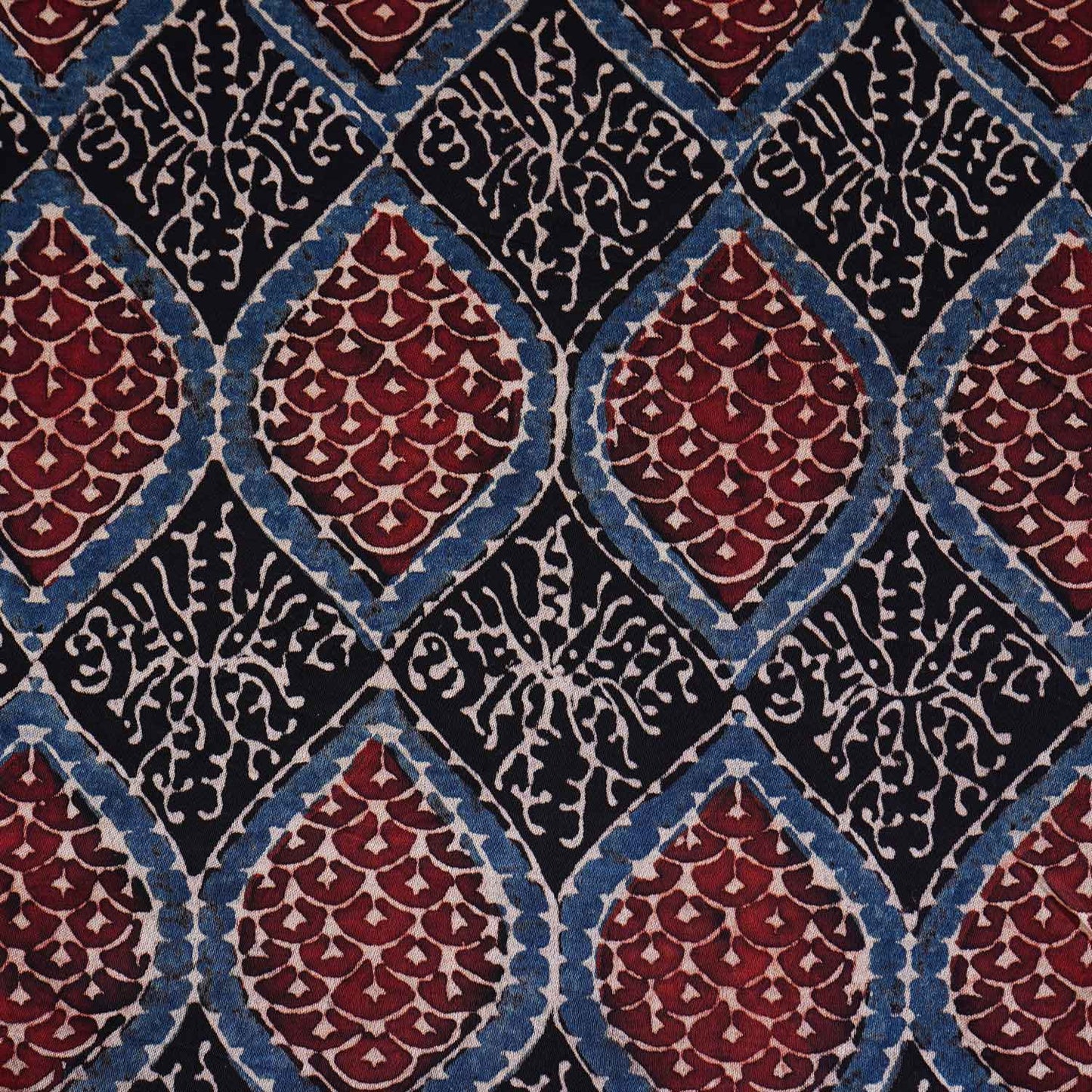 Black Ajrakh Print Modal Satin Fabric EEG-28688