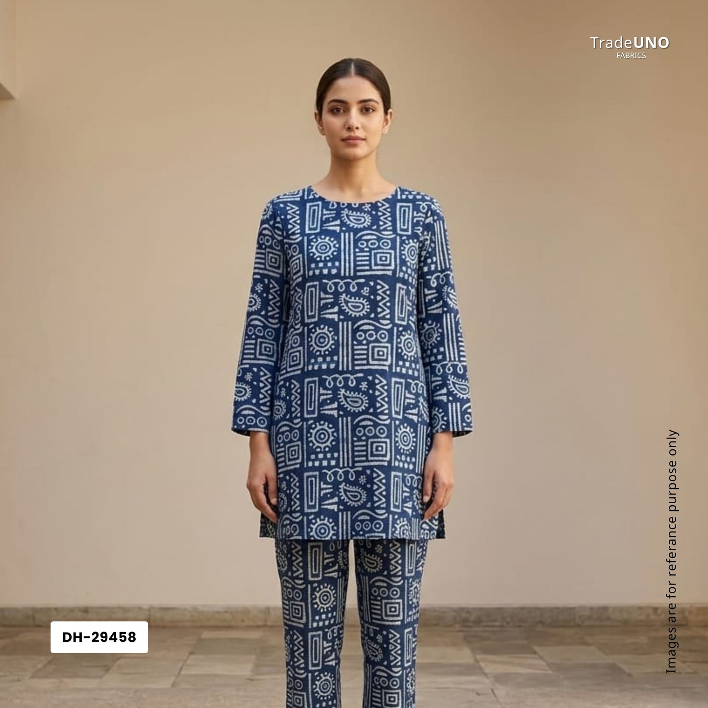 Indigo with White Dabu Print Cotton Fabric DH-29458 - TradeUNO