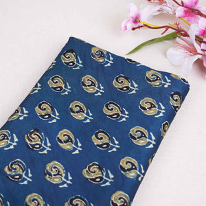 Blue Floral Print Modal Satin Fabric EEG-28713 - TradeUNO