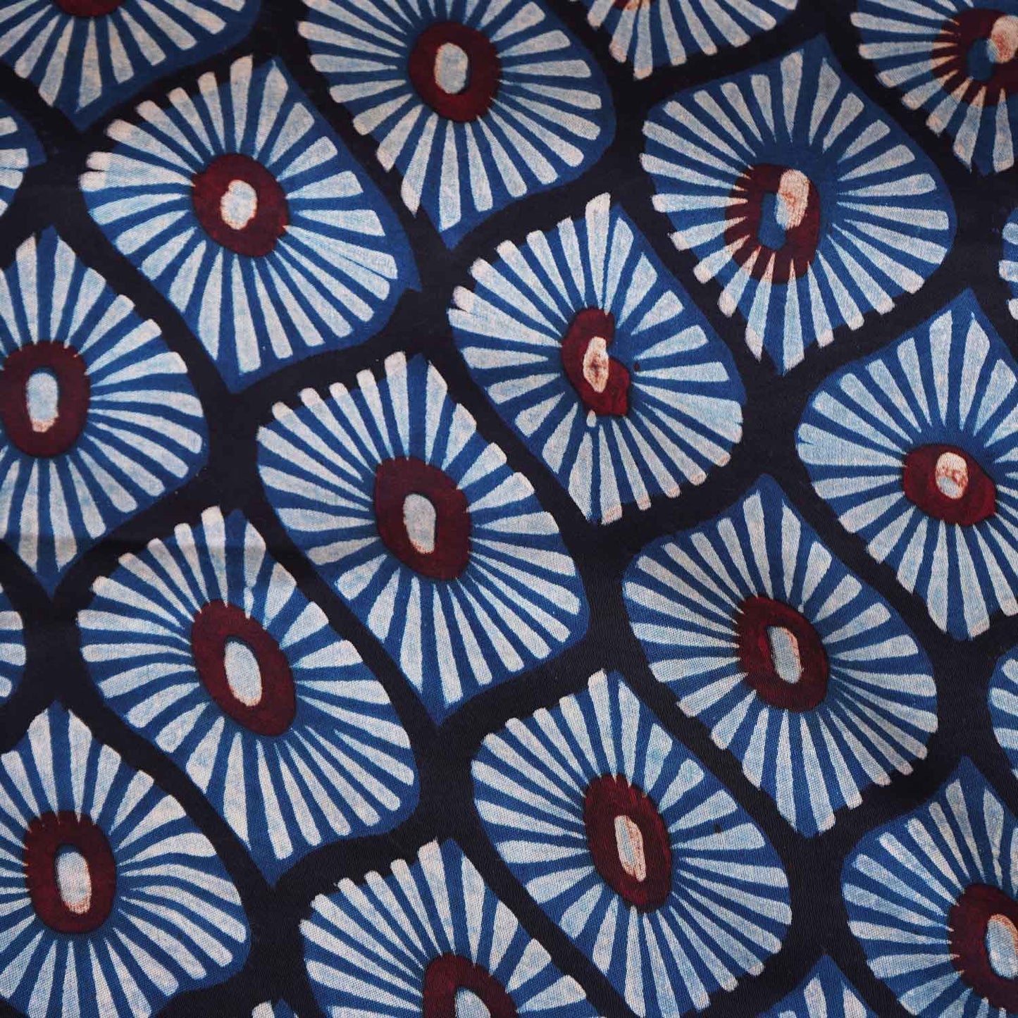 Blue Ajrakh Print Modal Satin Fabric EEG-28719