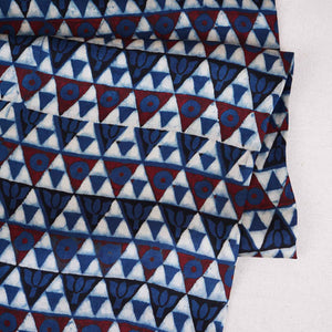 Blue Geometrical Print Modal Satin Fabric EEG-28726 - TradeUNO