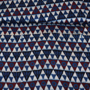 Blue Geometrical Print Modal Satin Fabric EEG-28726 - TradeUNO